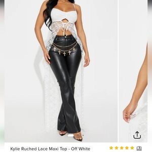 Fashion Nova Off White Lace Ruched Maxi Camisole Top